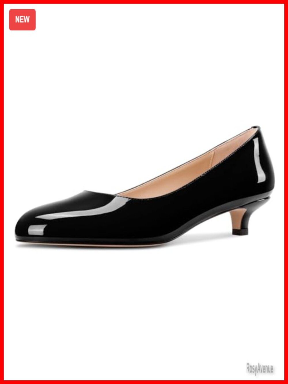 Round Toe Kitten Heel Slip-On Pumps Low Heel Office Dress Shoes